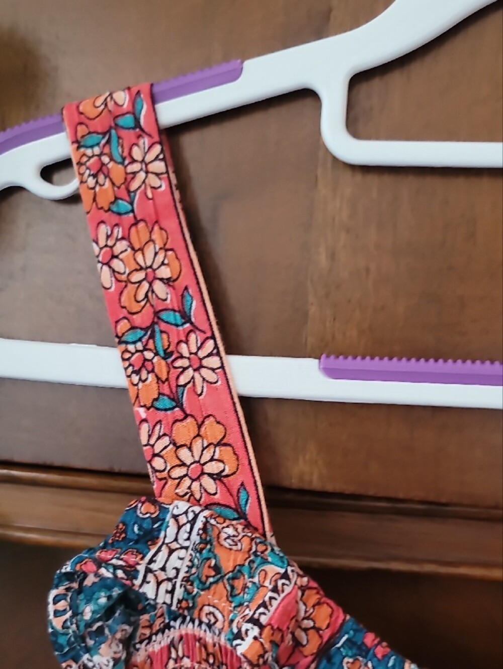 Angie Boho Chic Floral Sundress in Teal, Coral & Indigo - Picture 5 of 13
